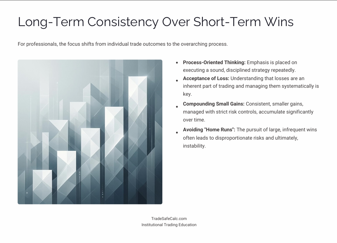 Long-term trading growth illustrated through steady upward bars representing consistency over time by TradeSafeCalc